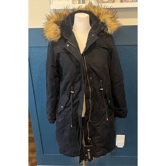 Uoiuxc Women's Hooded Winter Coat Warm Fleeced Lined Parka Long Jackets - Picture 3 of 8